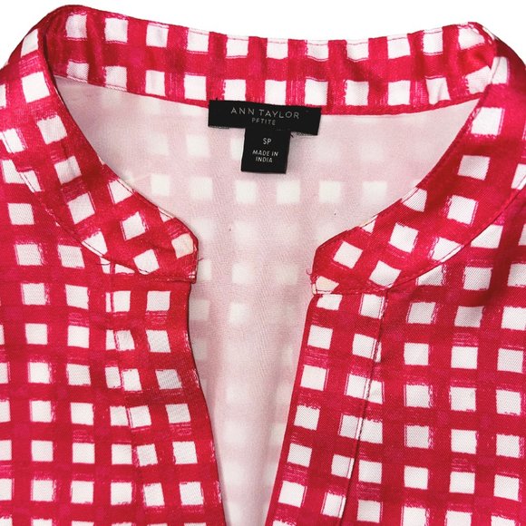 ANN TAYLOR | PINK GINGHAM BELTED SHIRTDRESS SHORT SLEEVE | PETITE SMALL | EUC - Picture 3 of 5